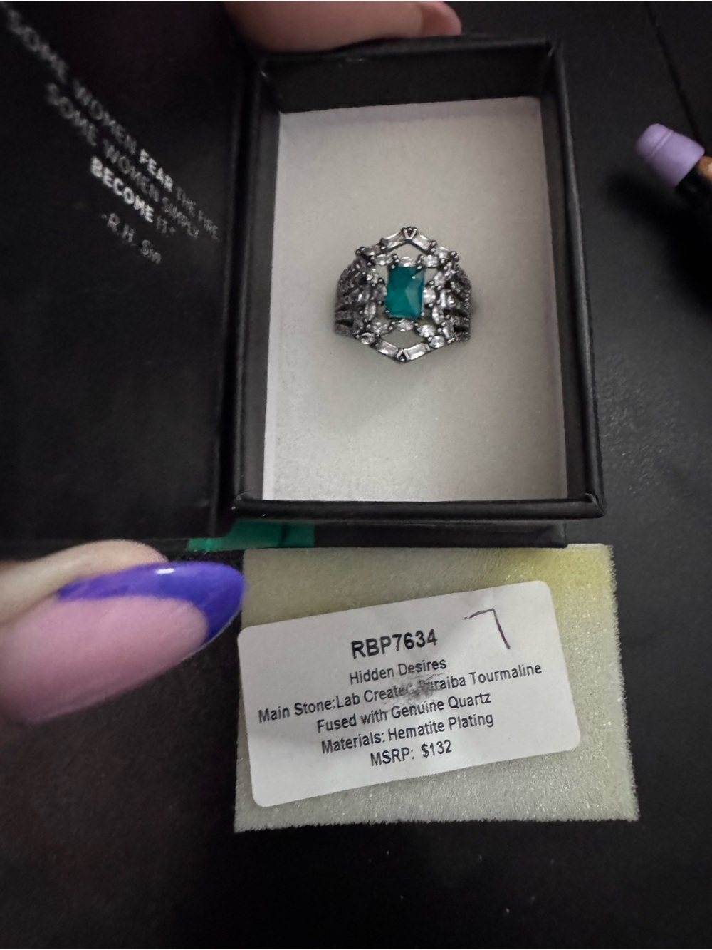 Silver Ring with Emerald Green Tourmaline